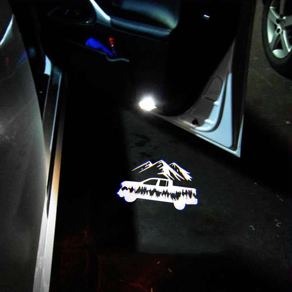 2 PCS LED Car Door Logo Lights Compatible for Tacoma 2025-Present Courtesy Projector Laser Welcome Light Puddle Lamp Car Accessories (Mountains, for Tacoma 2025-Present)