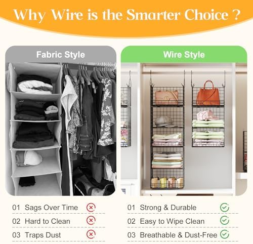 yuyetuyo 5 tier closet hanging organizer and storage, front angle view