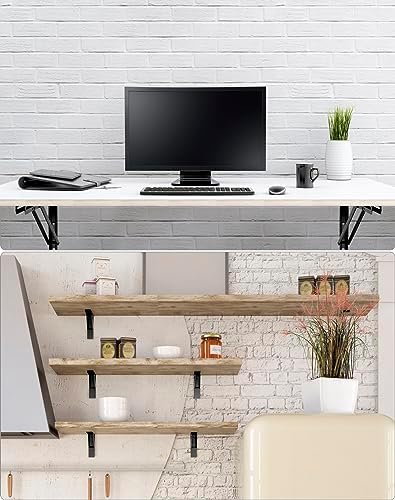 qwork 24" heavy duty folding shelf brackets for on a desk or shelf