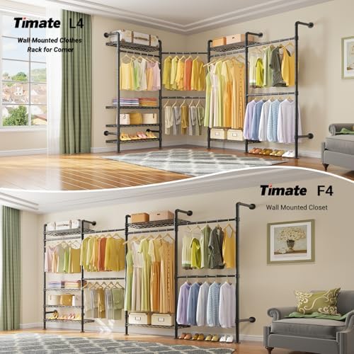 timate l4 l shape garment rack heavy duty shown in use