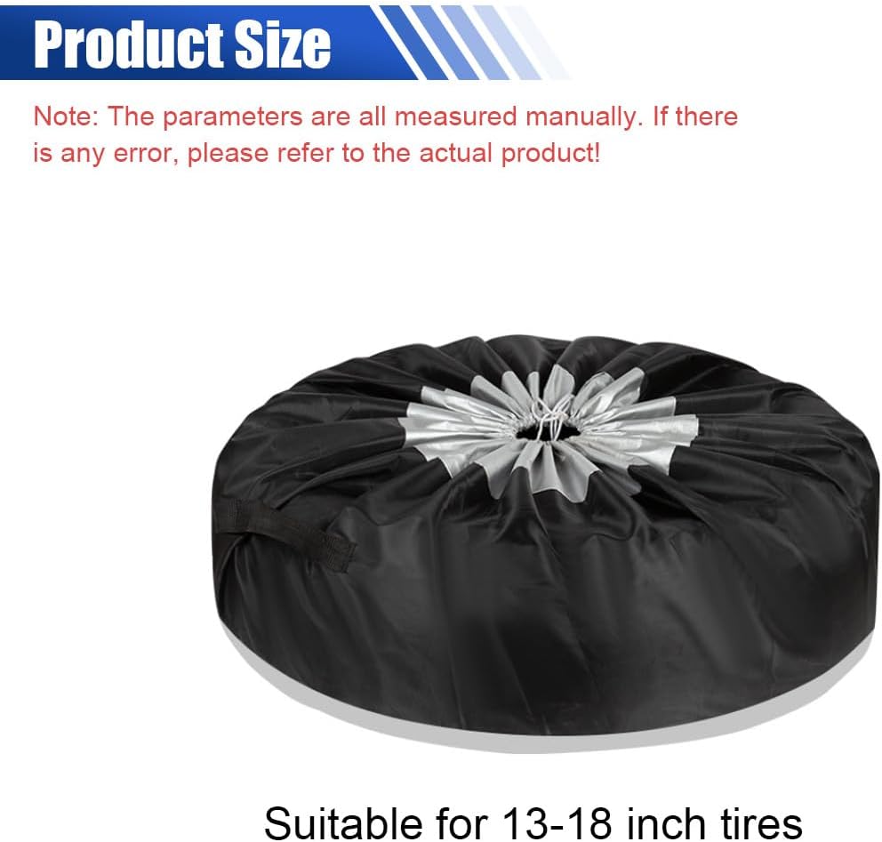 4PCS Car Tire Covers Set, Waterproof RV SUV Trailer Spare Tire Storage Bag with Handle, Portable Anti-UV Sun Snow Rain Wheel Cover, Dustproof Wheel Protector for 13-18 Inch Tires Diameter (S)