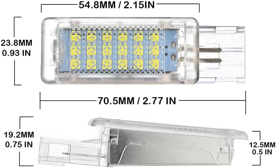 2Pcs LED Footwell Glove Box Interior Light Replacement 7L0947415 1KD947415 for VW Jetta Caddy Passat Tiguan Scirocco Under Door Glove Lamp