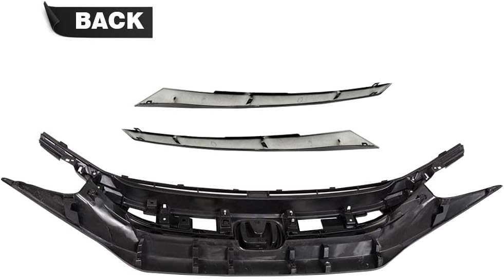 G-PLUS Hood Mesh Grille Fit Honda Civic 10th 2016 2017 2018,Glossy Black | Factory Style Hood Grille,Front Upper,ABS materials