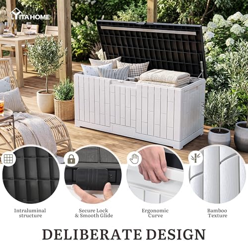 yitahome 120 gallon outdoor storage deck box, close-up detail