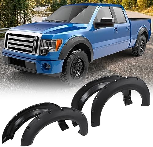 G-PLUS Fender Flares Wheel Arch Covers Platinum & Raptor models) 9L3Z16038A | Compatible with Ford F150 Truck 2009-2014 67.0"/78.8"/97.4" bed models only (Not Fit 9L3Z16039B (Textured Riveted 4 PCS)