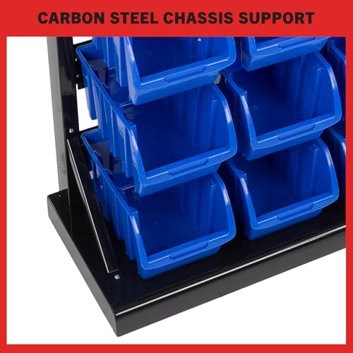47-bin garage organization rack (15 large, 32 small) on a desk or shelf