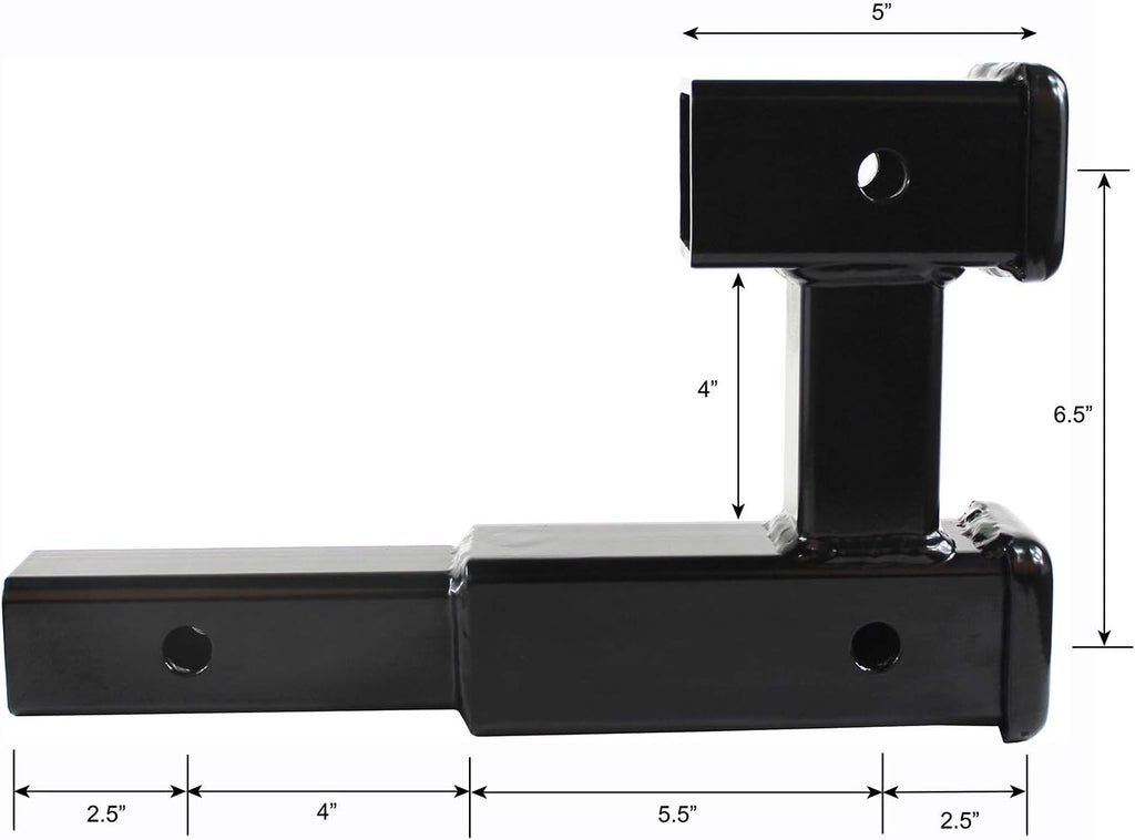 MAXXHAUL Dual Hitch Extension for 2 Inch Receiver, Tow Trailer and Carry Hitch Accessories, 5000 lb Capacity, 2" x 2" Class III/IV Compatible (50248)