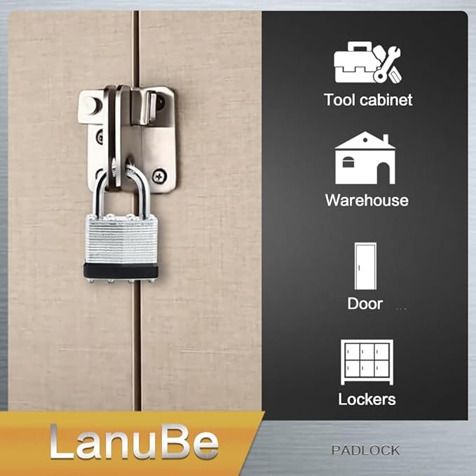 LanuBe Lock Laminated keyed Padlock, keyed Alike Locks, Normal Shackle - Image 9
