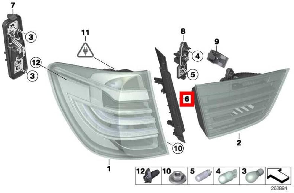 Pair of Rear Tail Light Trim for BMW X3 F25 2011-2017 - Direct Fit Replacement, Black Plastic Housing Includes 63217263604 63217263603