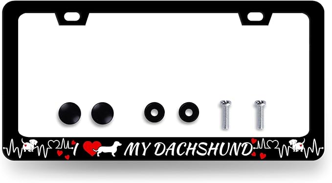 I Love My Dachshund License Plate Frame Animal Dog License Plate Holder by RNKATIH