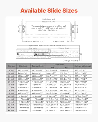 vevor heavy duty drawer slides 30 inch 500, package contents
