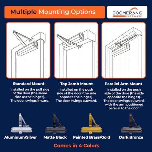 boomerang d703 medium-duty designer auto commercial door closer, package contents