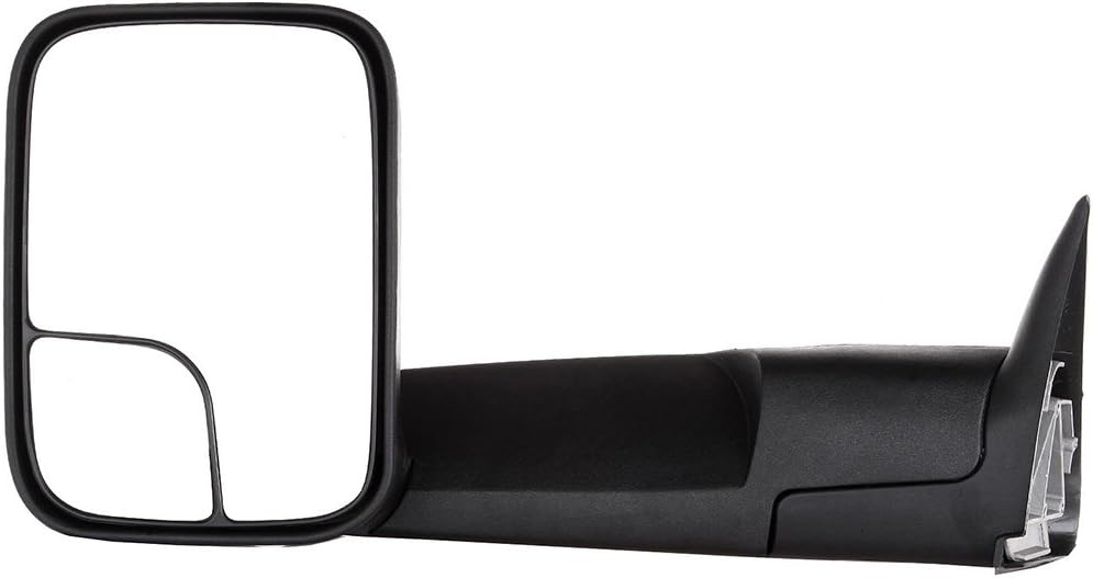 Towing Mirror Fit for 1994-2001 For Dodge For Ram/For Ram 1500 2500 3500 with Manual Adjusted No Heated No Turn Signal Light Black Tow Mirror Left Side