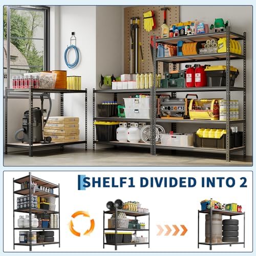 garvee storage shelves 5 tier garage shelving heavy showing dimensions