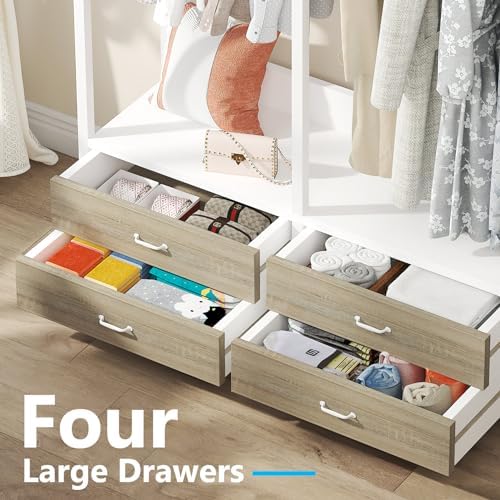 tribesigns freestanding closet organizer, garment rack with 4, side view