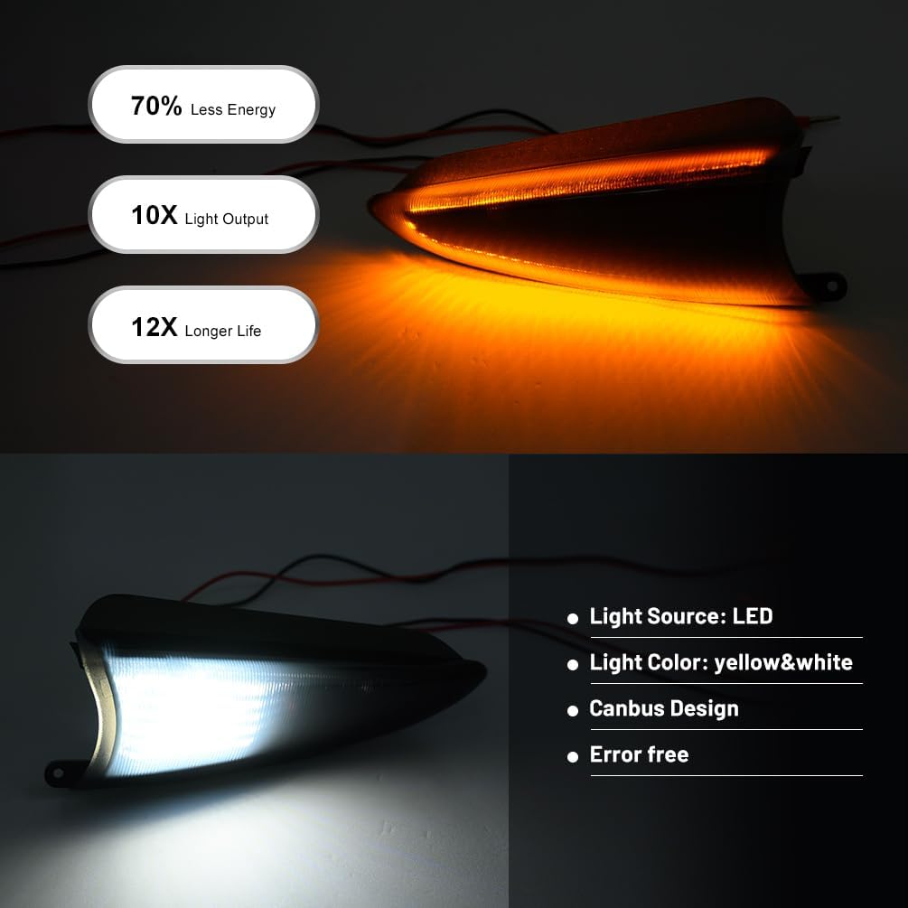 Smoked Lens Side Mirror Puddle Lights for 2003 2004 2005 2006 F-ord Expedition and Lincoln Navigator Amber LED Turn Left Right Signal Lamps Rear-View Mirror Towing Lighting