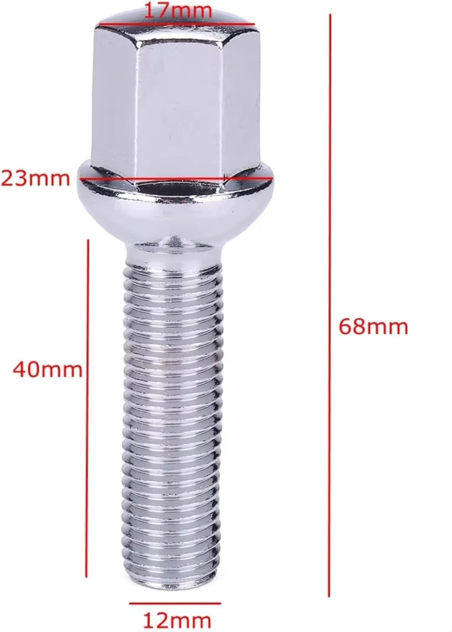 Compatible with Benz for CLK W209 1992-2009 4pcs Wheel Bolts M12x1.5 Car Wheel Lug Bolts Tire Lug Nuts Screw 40mm Length