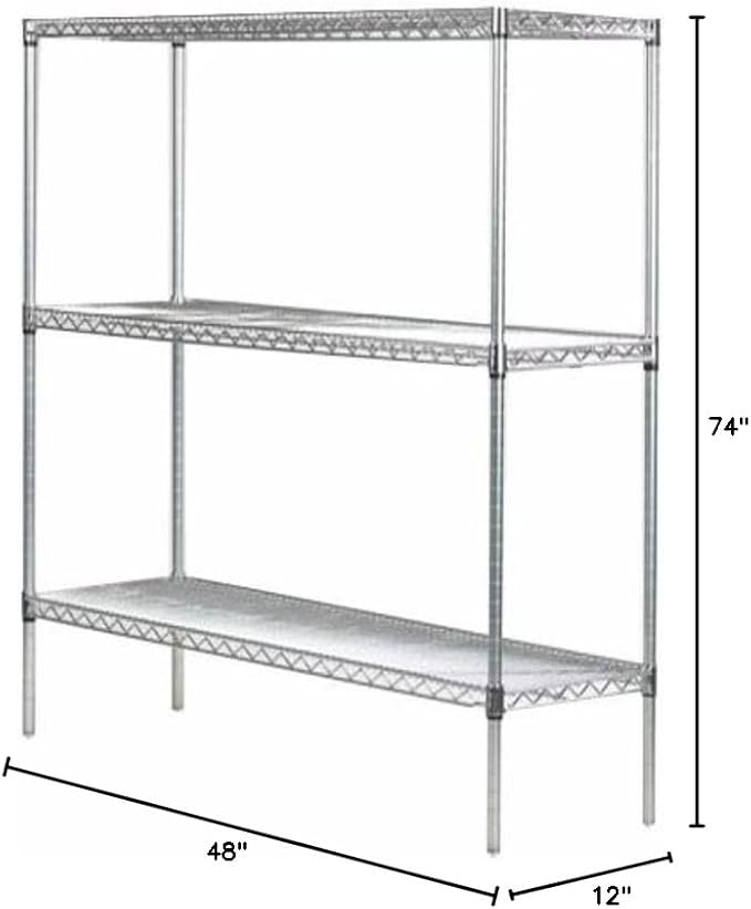 Omega 12" Deep x 48" Wide x 74" High 3 Tier Gray Starter Shelving Unit - Image 3