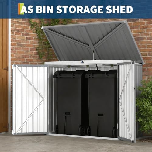 garvee outdoor trash storage shed– 5.8x3.3 ft, lock on a desk or shelf