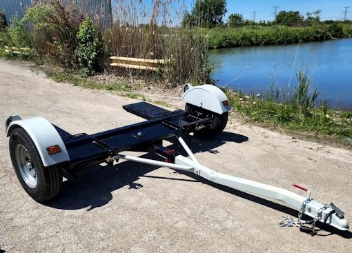 Car Tow Dolly Heavy Duty Car Trailer Towing Dolly Hauler - 4,900 Capacity Tow, White