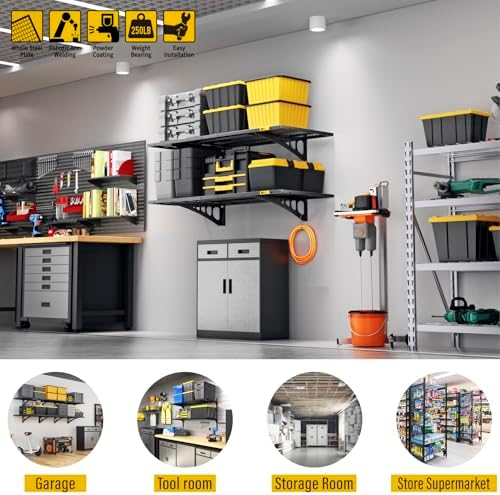 1.64x4ft adjustable rail wall garage storage shelf, for, side view