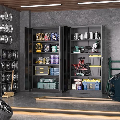 greenvelly metal cabinet, 72” black tool steel locking shown in use