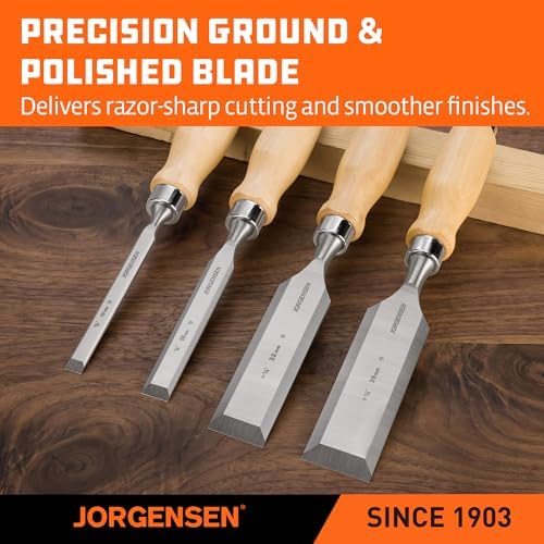 jorgensen 4-piece expansion wood chisel set, 3/8", 5/8", side view