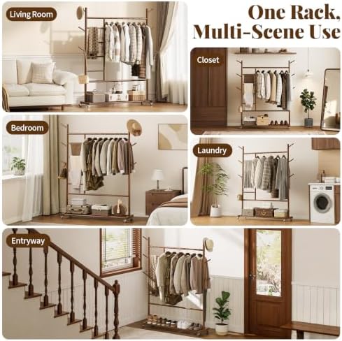 yoobure solid wood clothing rack, 4-in-1 wooden clothes, package contents