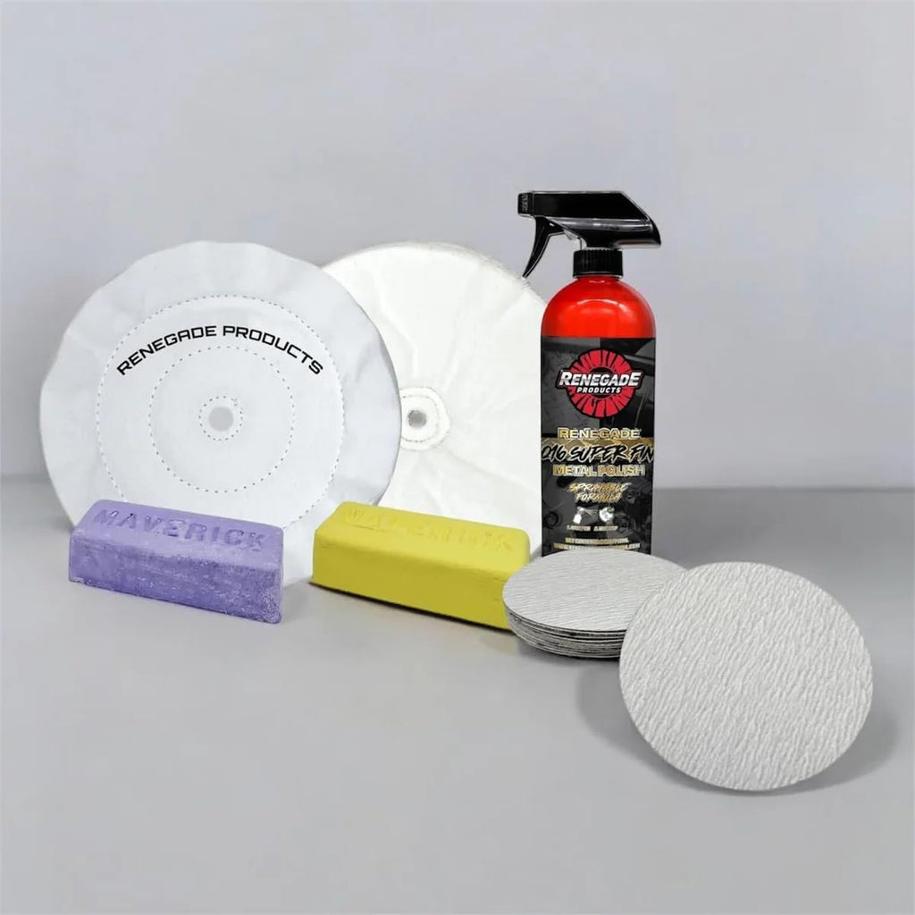 Renegade Products Mo’ Money Gold Standard Bundle | Complete Aluminum & Stainless Steel Polishing Kit with Buffing Wheels, Compounds, Q16 Spray Polish & Sanding Discs | High-Luster Mirror Shine System