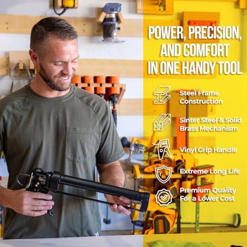 awf pro heavy duty caulk gun 29 oz shown in use
