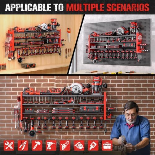 49.8" power tool organizer wall mount,holds 14 cordless, package contents