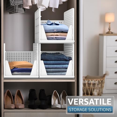 sorbus stackable closet organizer, open-front shelf bins (3 showing dimensions