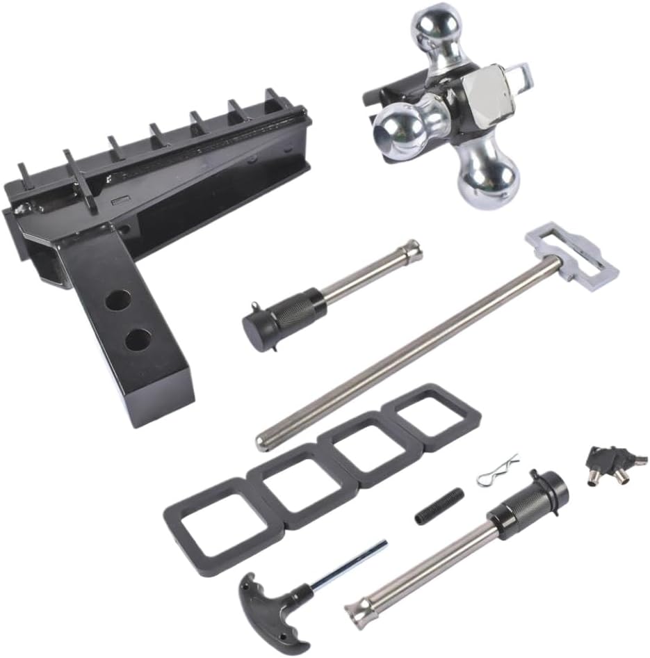 Trailer Hitch 2.0-Inch Receiver 8 Inch Drop Heavy Duty Tow Hitch 17000 LBS GTW Tri-Ball Mount with Hook