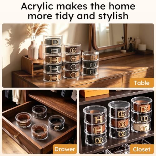 femeli acrylic belt storage organizers for closet 5-layer on a desk or shelf