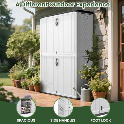 greesum 50 cuft outdoor storage cabinet with 2, side view