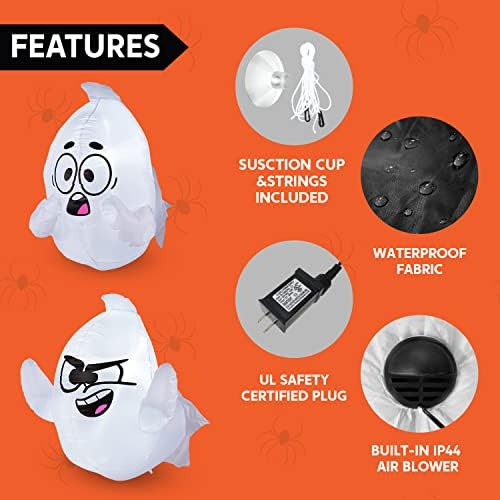 Joiedomi 2 Pack Halloween Inflatable Window Ghost with Build-in LED, 2.6 FT T...