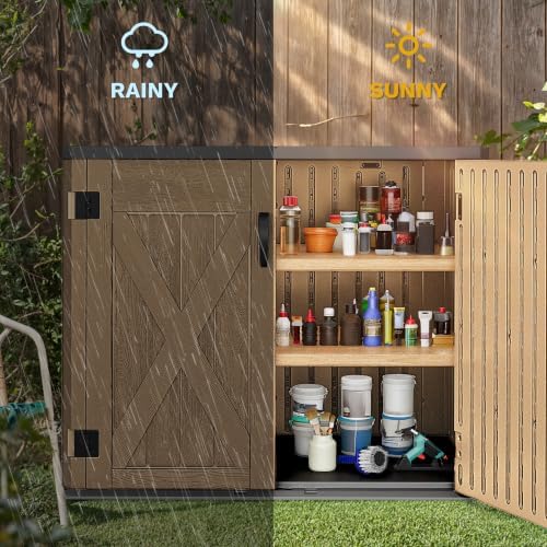 dwvo outdoor storage shed, weatherproof resin, 35 cu, close-up detail