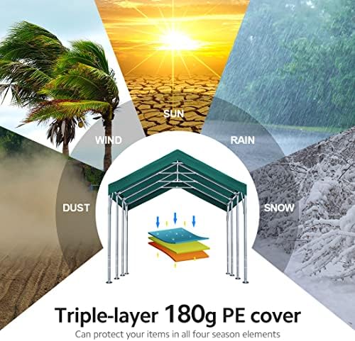 advance outdoor 12x20 ft heavy duty carport potable, side view