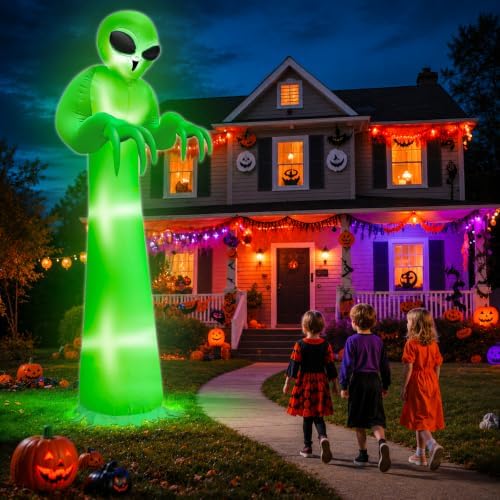 12 FT Scary Halloween Inflatable Alien Built-in LEDs Outdoor Decoration
