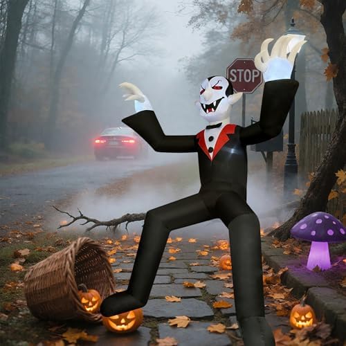 10ft Giant Sitting Vampire Halloween Inflatable with Built-in LED Lights - Ou...