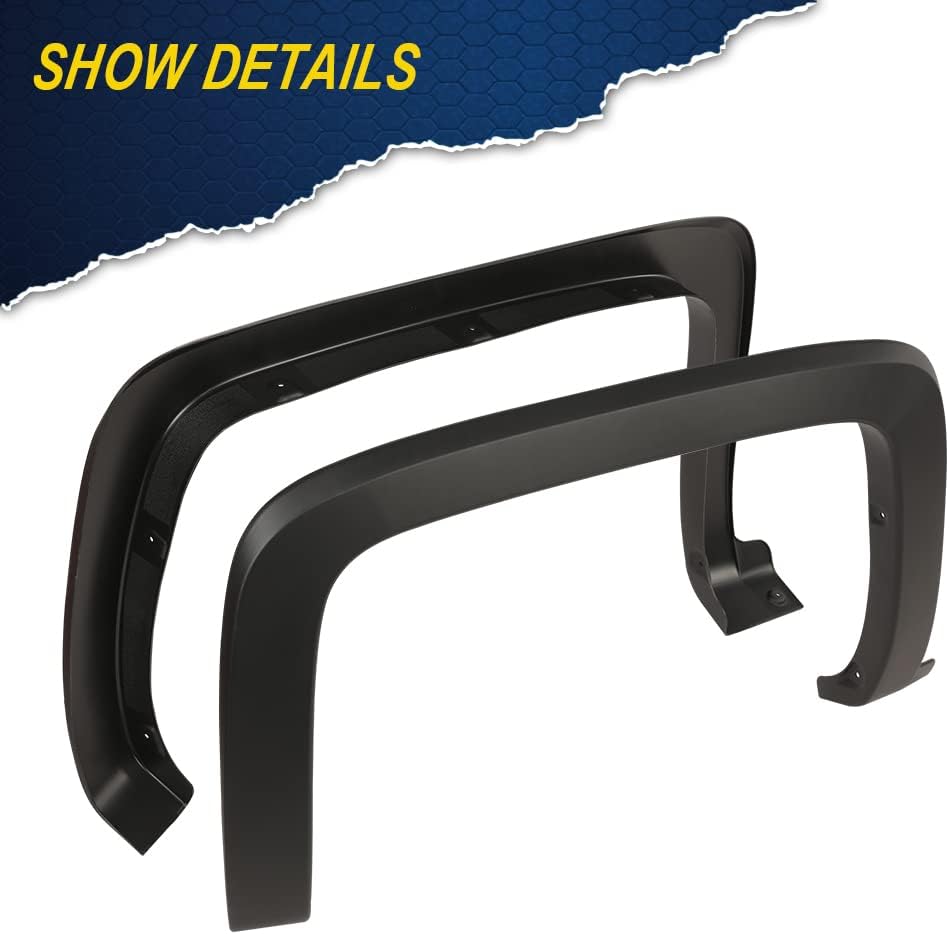 4Pcs Fender Flares Fit for 2014-2018 Chevy Silverado 1500, 2015-2019 Silverado 2500HD 3500HD, Only for Fleetside Bed, Excludes Dually Models