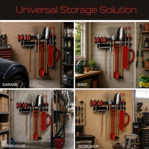 vaulton 96" garage wall organizer, metal tool rack, front angle view