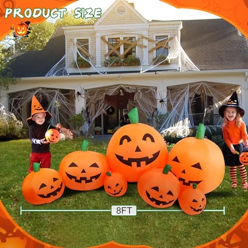 8FT Long Halloween Inflatable Pumpkin Patch Fall Inflatable Thanksgiving Infl...