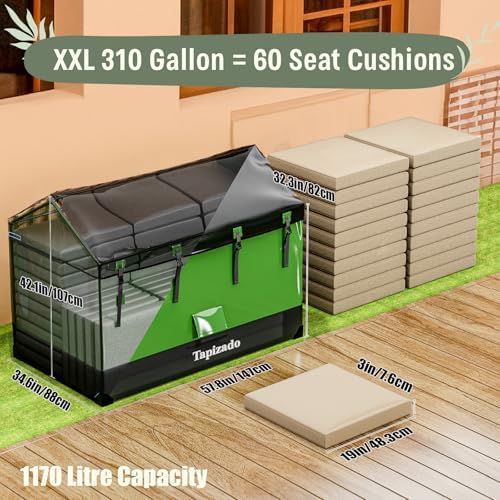 310 gallon extra large deck boxes, waterproof outdoor shown in use