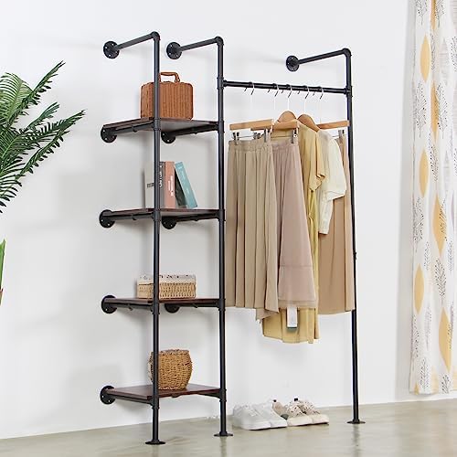 industrial pipe clothing rack with shelves, 71inch wall on a desk or shelf