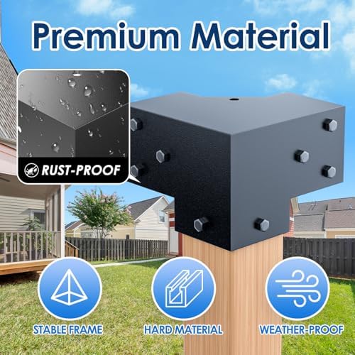 pergola bracket kit 4x4(inner 3.6"x3.6"), 4pcs 3-way right shown in use