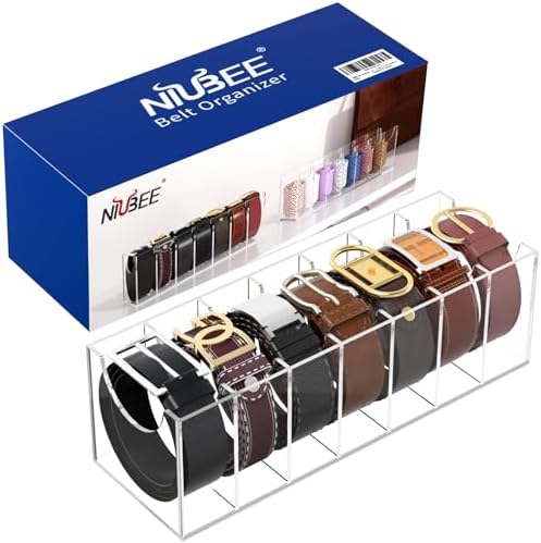 niubee belt organizer for closet, acrylic belt box, side view