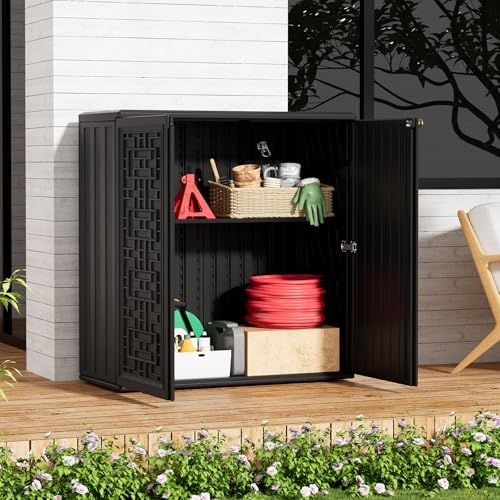 zzm hdpe outdoor storage shed, outdoor plastic storage shown in use