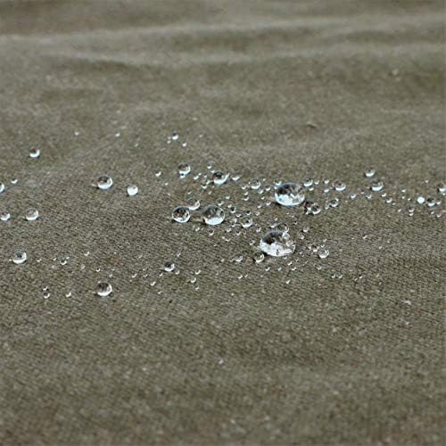 WHITEDUCK Canvas Tarp 18 oz. Heavy Duty Fire Water Repellent UV Resistant, Rustproof Grommets, Industrial & Commercial Use Cloth Tarp (Cut Size: 8'x10', Finished Size: 7'6"x9'6", Olive Drab)