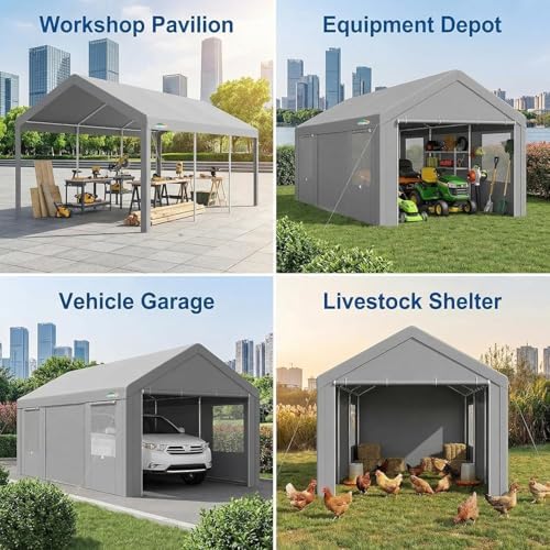 cobizi 10x20 ft heavy duty carport with galvanized, package contents